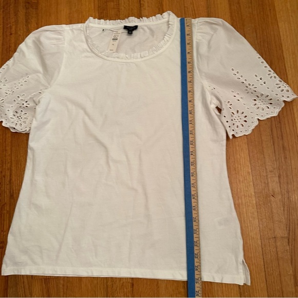 Talbots White Tee with Eyelet Sleeves - Petite Large New (v) - Picture 5 of 8